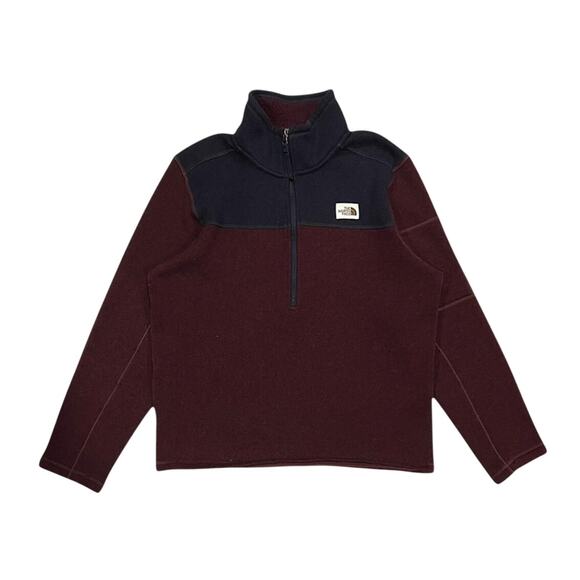 The North Face Burgundy and Black Quarter-Zip Sweatshirt - Picture 1 of 7